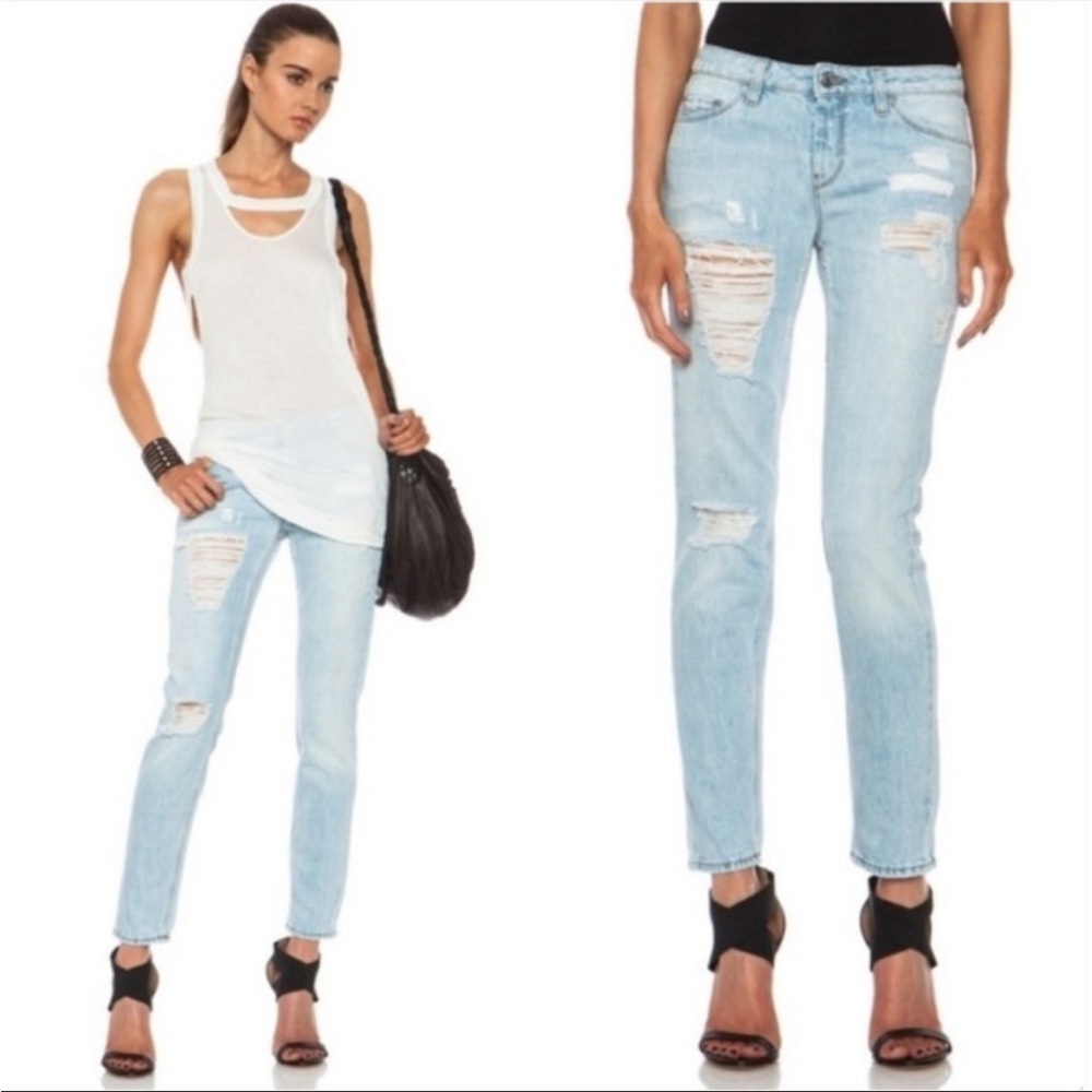 IRO Keazan light wash distressed boyfriend jeans. Size 24